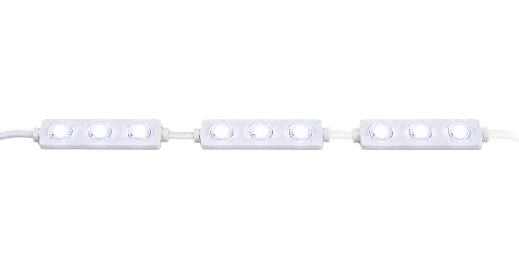 LED modul 7415 se třemi čipy SMD 2835 pro světelnou reklamu s krytím IP65 a samolepící fólií